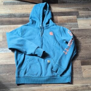 Carhartt Baby Blue Pullover Hoodie with Tan Accent Logo